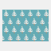 Feuille De Papier Cadeau Whimsical White Christmas Trees Trio (Devant 3)