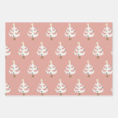 Feuille De Papier Cadeau Whimsical White Christmas Trees Trio (Devant)