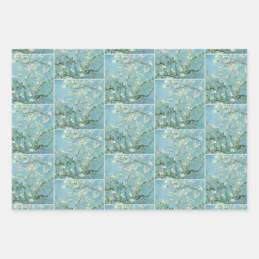 Feuille De Papier Cadeau White almond blossom by Vincent Van Gogh (Devant 2)