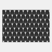 Feuille De Papier Cadeau White Art Deco Pattern On Black (Devant)