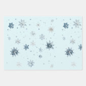 Feuille De Papier Cadeau White Blue Snowflakes Christmas (Devant)