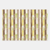 Feuille De Papier Cadeau White Bricks Brown Lemon Yellow Green Stripes (Devant 3)