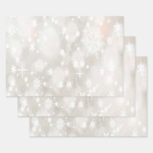 Feuille De Papier Cadeau White Christma Snowflakes Mistletoe