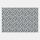 Feuille De Papier Cadeau White English Daisies on Dark Blue (Devant 2)