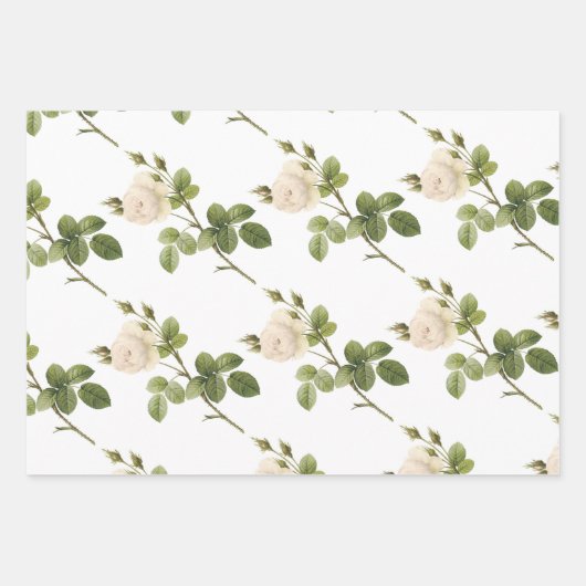 Feuille De Papier Cadeau White Rose Pattern (Devant)