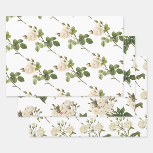 Feuille De Papier Cadeau White Rose Pattern (Lot)