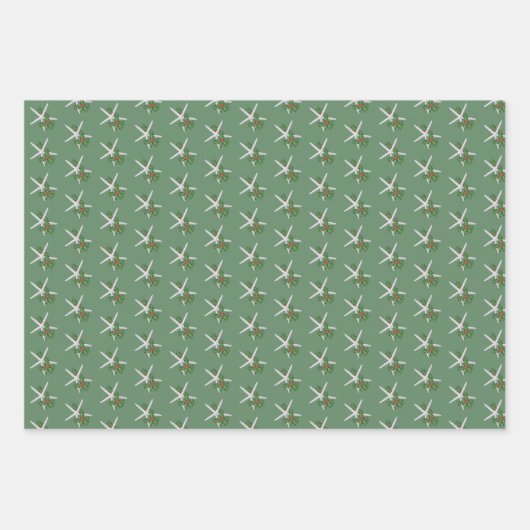 Feuille De Papier Cadeau White Starfish Holly Motif Noël (Devant 3)