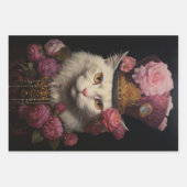 Feuille De Papier Cadeau White Steampunk Cats, Roses, Decoupage (Devant)