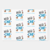 Feuille De Papier Cadeau Wild One Boys premier anniversaire Safari Jungle A (Devant 3)