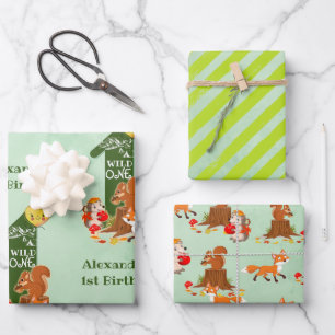 Feuille De Papier Cadeau Wild ONE Fall Forêt forestière Anniversaire de enf