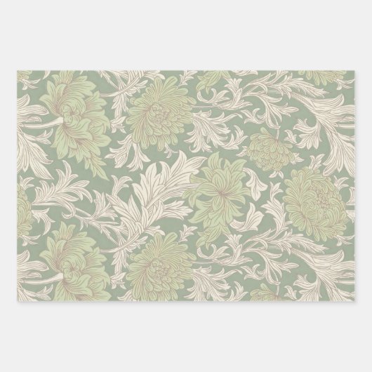 Feuille De Papier Cadeau William Morris Chrysanthemum Motif Enveloppement P (Devant 2)