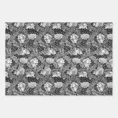 Feuille De Papier Cadeau William Morris Floral, Bleu, Brown, Noir & Blanc (Devant 2)