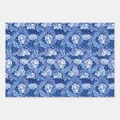 Feuille De Papier Cadeau William Morris Floral, Bleu, Brown, Noir & Blanc (Devant)