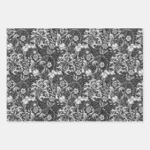 Feuille De Papier Cadeau William Morris Floral d'algues, Aqua Rose et Noir (Devant 3)