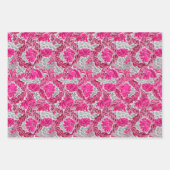 Feuille De Papier Cadeau William Morris Floral, Rouge, Turquoise et Fuchsia (Devant 3)