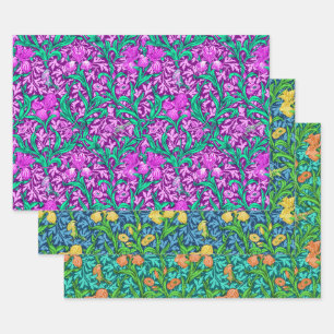 Feuille De Papier Cadeau William Morris Irises, Couleurs profondes