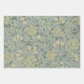 Feuille De Papier Cadeau William Morris Jasmine Bleu Vert Art Botanique (Devant)