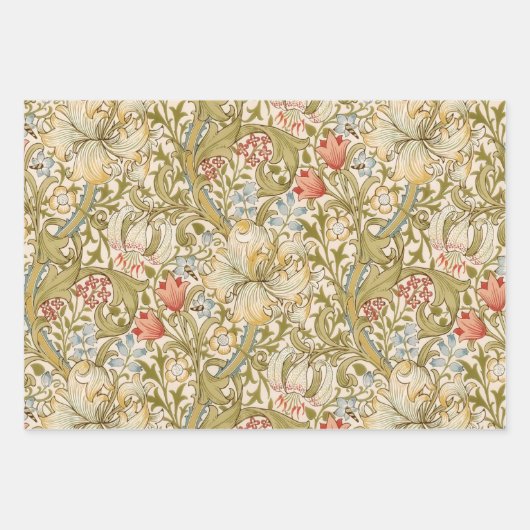 Feuille De Papier Cadeau William Morris Lily Art Nouveau Floral (Devant)