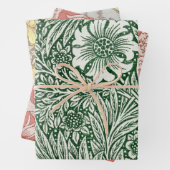 Feuille De Papier Cadeau william morris marigold fleurs vertes (En situation)
