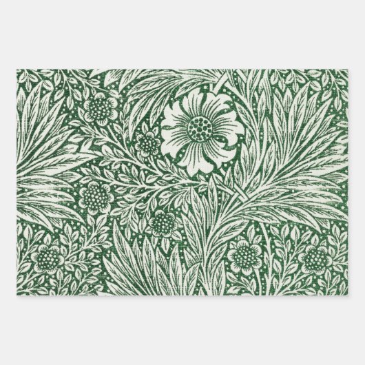 Feuille De Papier Cadeau william morris marigold fleurs vertes (Devant)