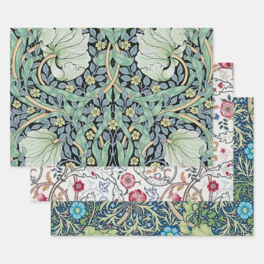 Feuille De Papier Cadeau William Morris, modèle floral (Lot)