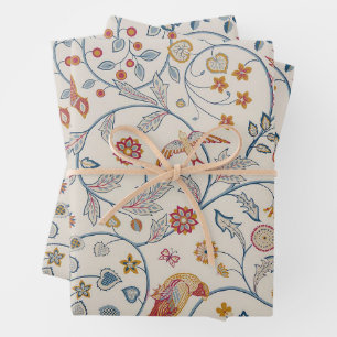 Feuille De Papier Cadeau William Morris, motif oiseau et floral