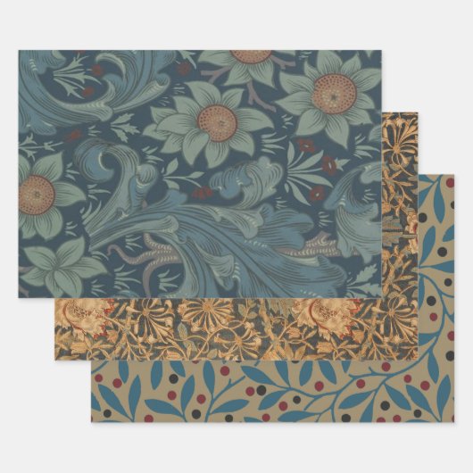 Feuille De Papier Cadeau William Morris Orchard Art Motif (Lot)