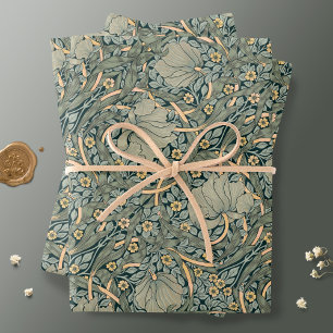 Feuille De Papier Cadeau William Morris Pimpernel Gold Sage Green