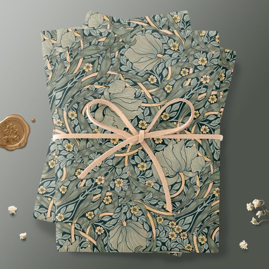 Feuille De Papier Cadeau William Morris Pimpernel Gold Sage Green