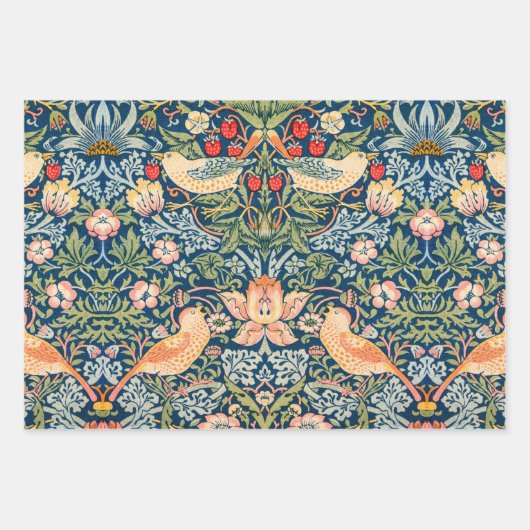 Feuille De Papier Cadeau William Morris Strawberry Thief  (Devant)