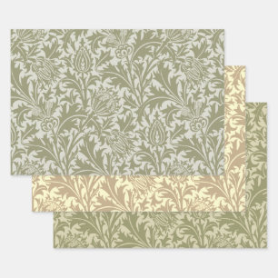 Feuille De Papier Cadeau William Morris Thistle Sage Green Motif