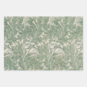 Feuille De Papier Cadeau William Morris Vert Sauge Motif Tulipe : Vintage (Devant)