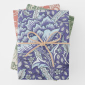 Feuille De Papier Cadeau William Morris Windrush fleurs bleues (En situation)