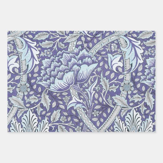 Feuille De Papier Cadeau William Morris Windrush fleurs bleues (Devant)