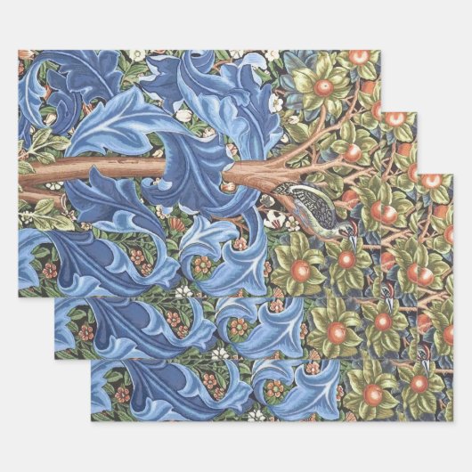 Feuille De Papier Cadeau William Morris Woodpecker Tapestry (Lot)