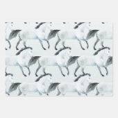 Feuille De Papier Cadeau Winter Blue Snowy White Horse (Devant)