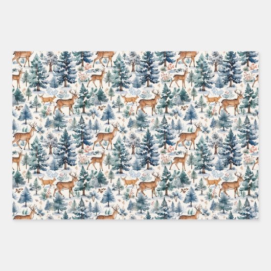 Feuille De Papier Cadeau Winter Country Farm & Red Barnes (Devant 3)