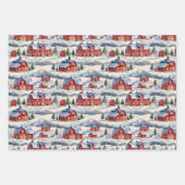 Feuille De Papier Cadeau Winter Country Farm & Red Barnes (Devant)
