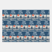 Feuille De Papier Cadeau Winter Landscape Forest Moon Navy Blue Drawing  (Devant)