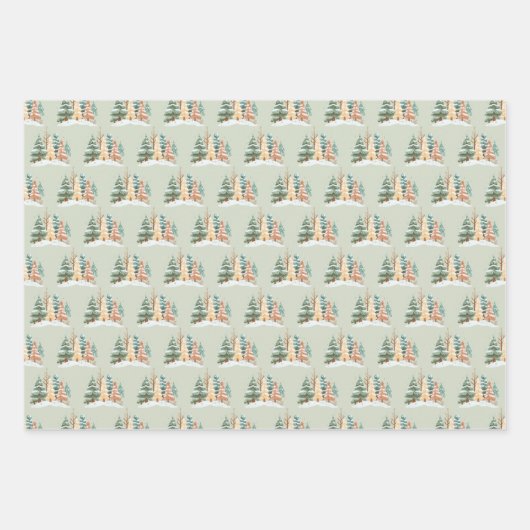 Feuille De Papier Cadeau Winter Tree background (Devant 2)