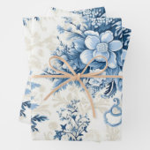 Feuille De Papier Cadeau Winter Wonderland : Arbre de Noël bleu et blanc (En situation)