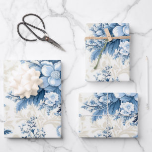 Feuille De Papier Cadeau Winter Wonderland : Arbre de Noël bleu et blanc