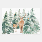 Feuille De Papier Cadeau Winter Woodland Deer Noël rustique (Devant 3)