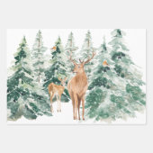 Feuille De Papier Cadeau Winter Woodland Deer Noël rustique (Devant)