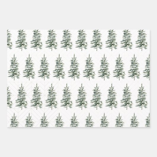 Feuille De Papier Cadeau Winterscape Tree Mountains Noël (Devant 2)