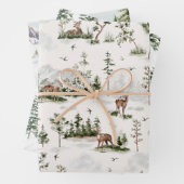 Feuille De Papier Cadeau Winterscape Tree Mountains Noël (En situation)