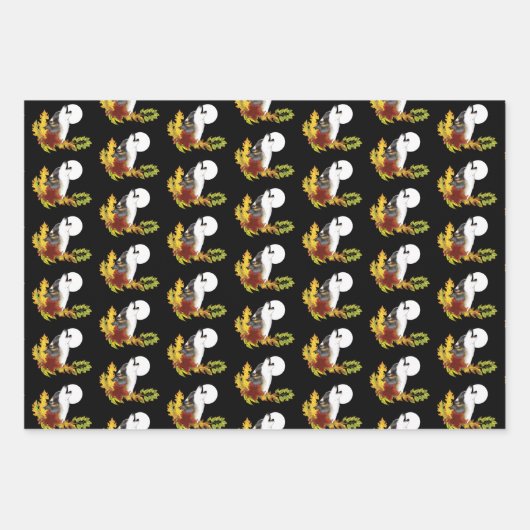 Feuille De Papier Cadeau Wolf Howling Moon (Devant 3)