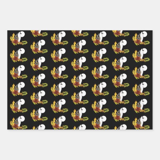 Feuille De Papier Cadeau Wolf Howling Moon (Devant 2)