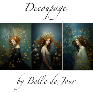 Feuille De Papier Cadeau Women's paintings with gold accents decoupage