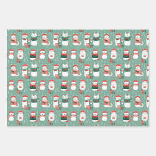 Feuille De Papier Cadeau Wonderland hivernal des chats